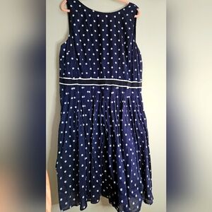 TALBOTS 20W Navy polka Dot